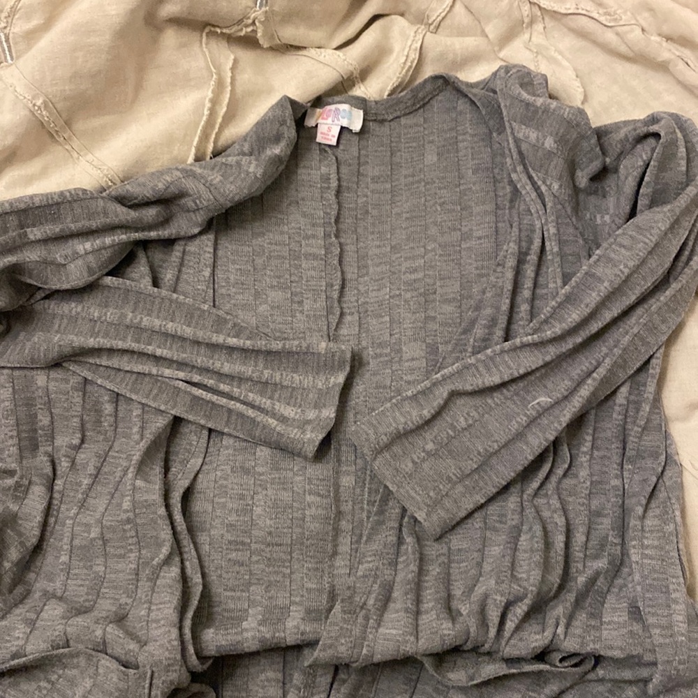 Lularoe Solid Sarah Duster Gray Ribbed Small - image 1